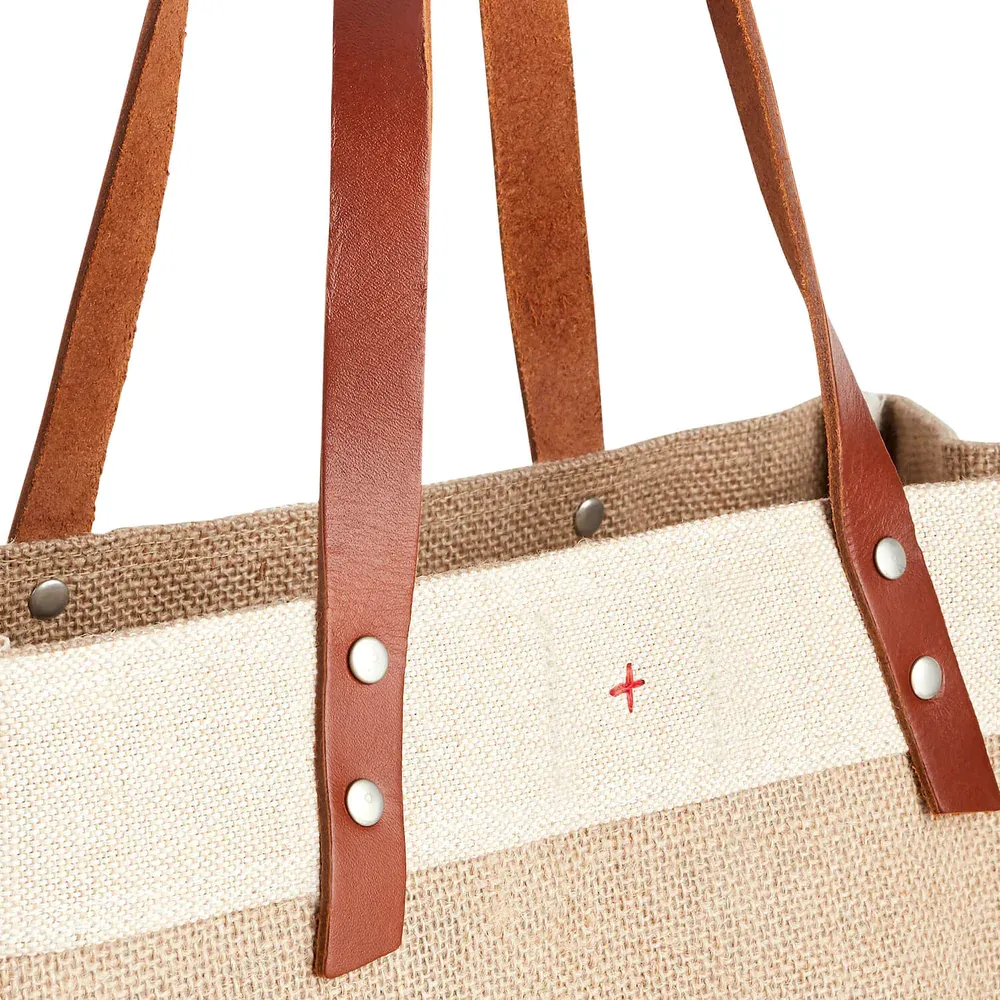 Market Tote in Natural with Rose Bow by Amy Logsdon