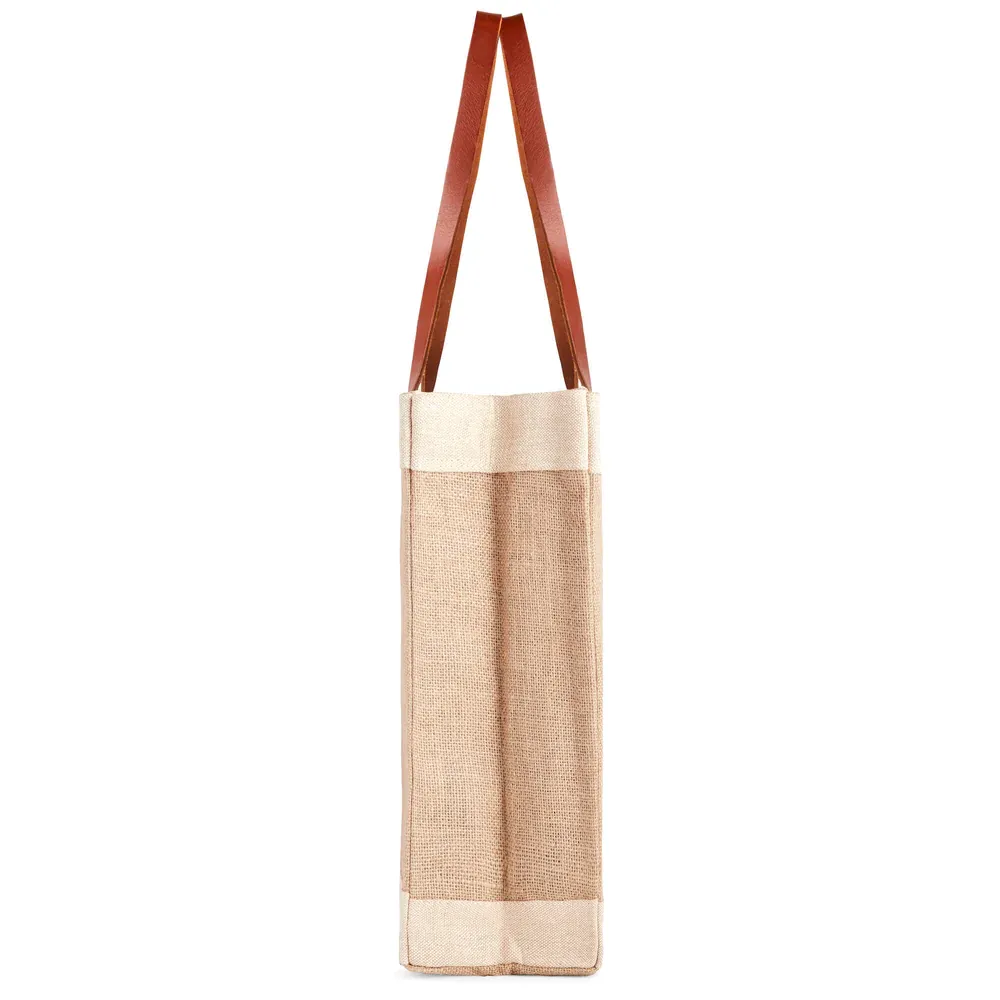 Market Tote in Natural with Rose Bow by Amy Logsdon