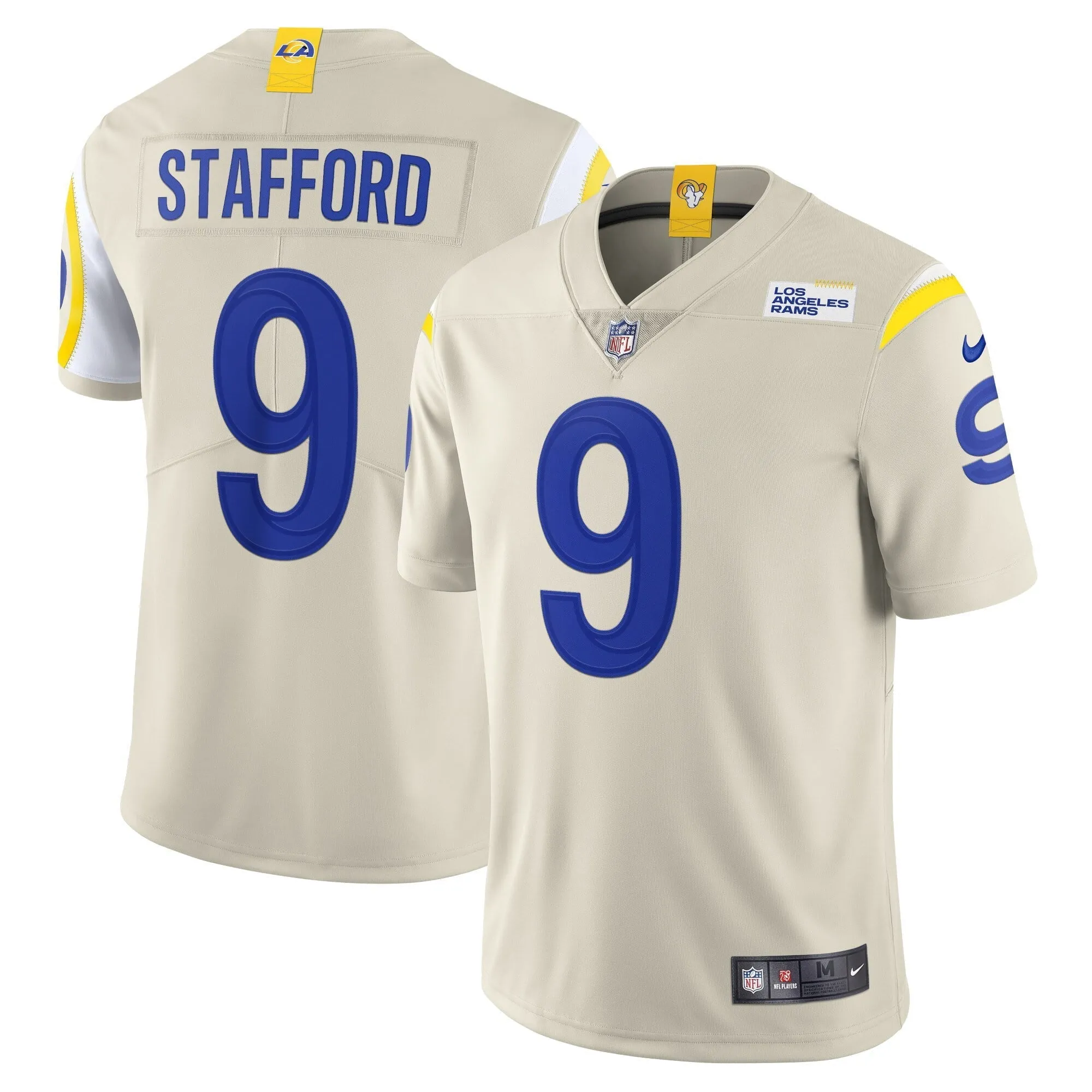 Men's Nike Matthew Stafford Bone Los Angeles Rams Vapor Limited Jersey