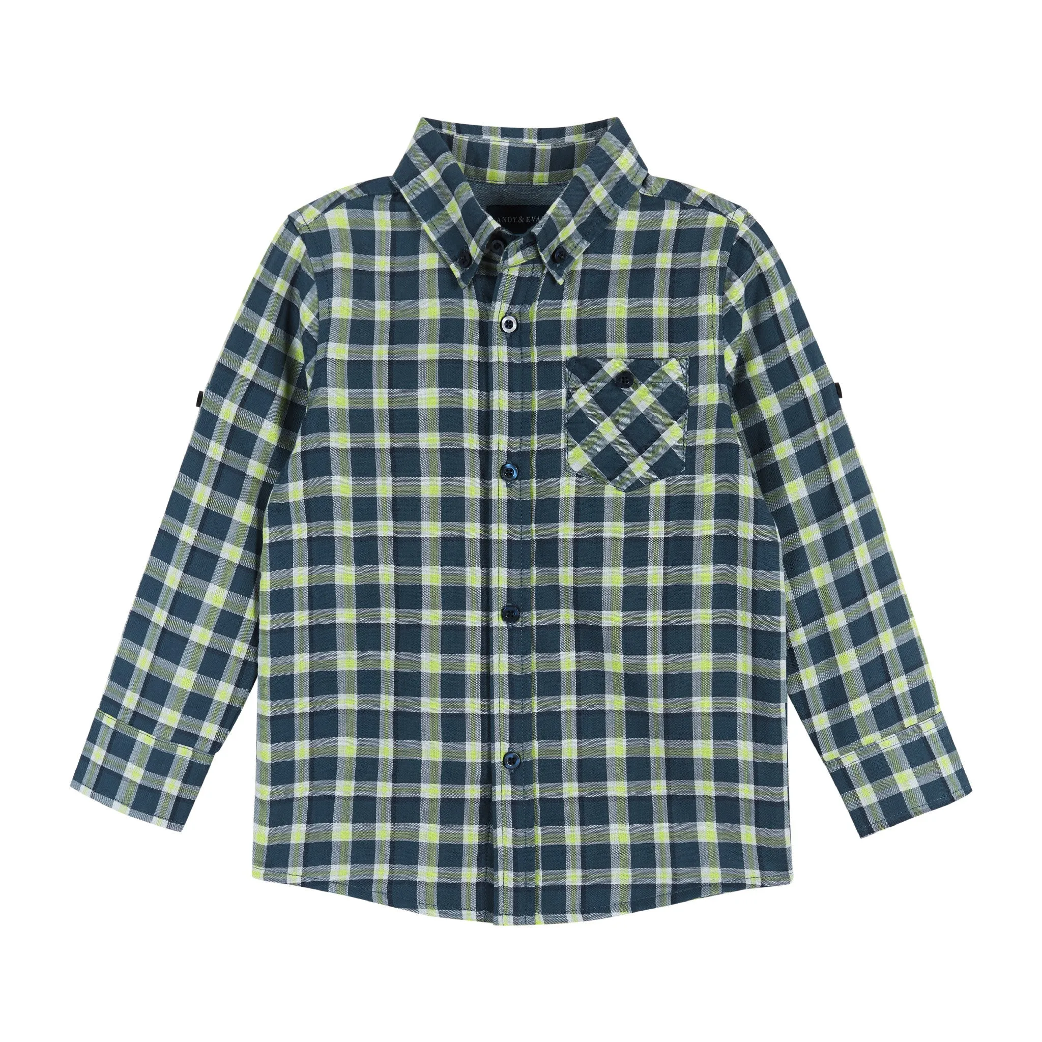 Navy & Lime Plaid Two-Facing Buttondown shirt  | Navy