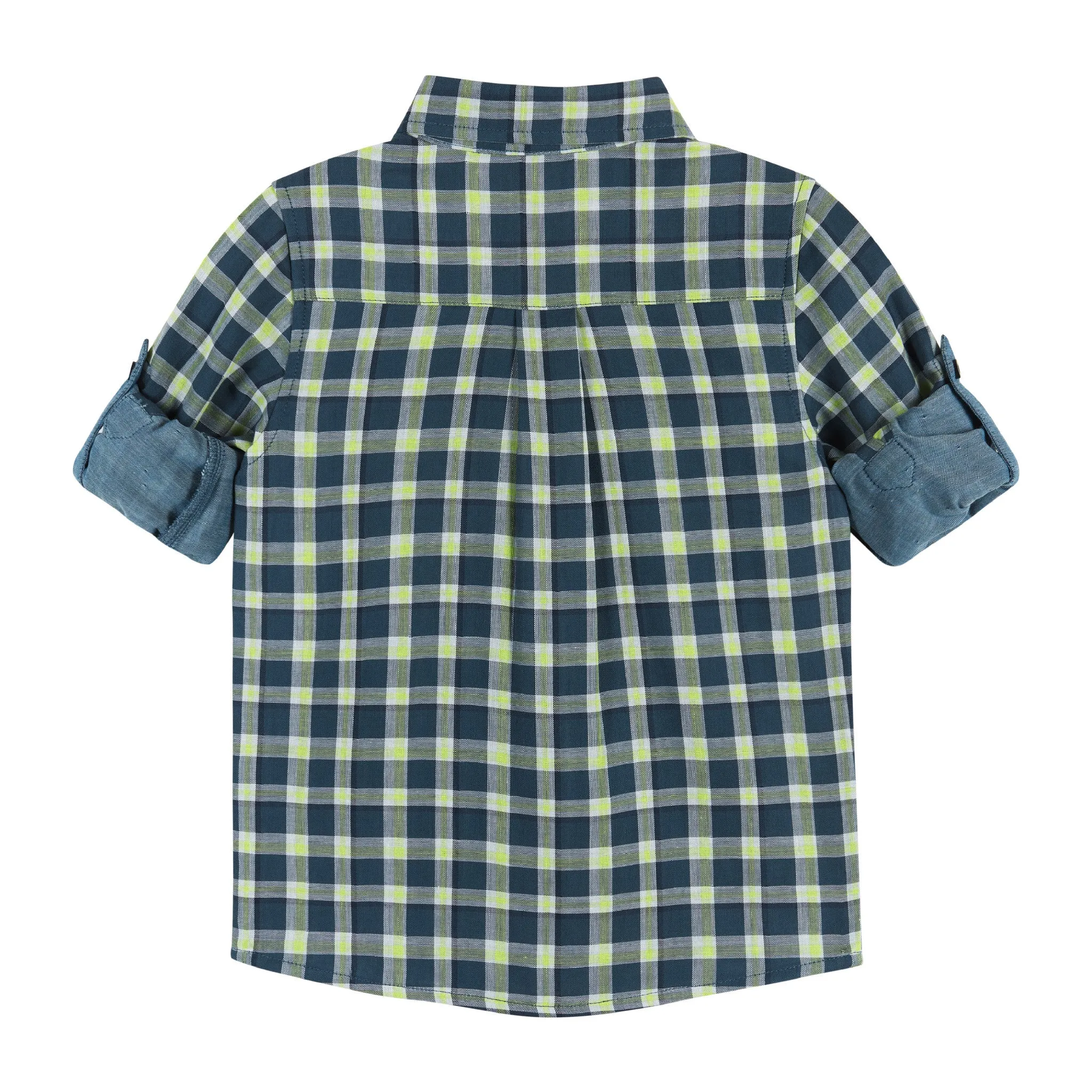 Navy & Lime Plaid Two-Facing Buttondown shirt  | Navy