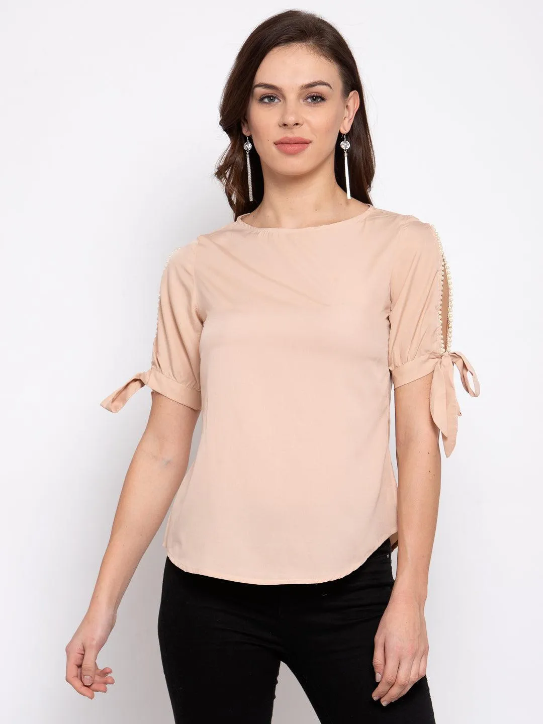 Nude Coloured Solid Regular Top