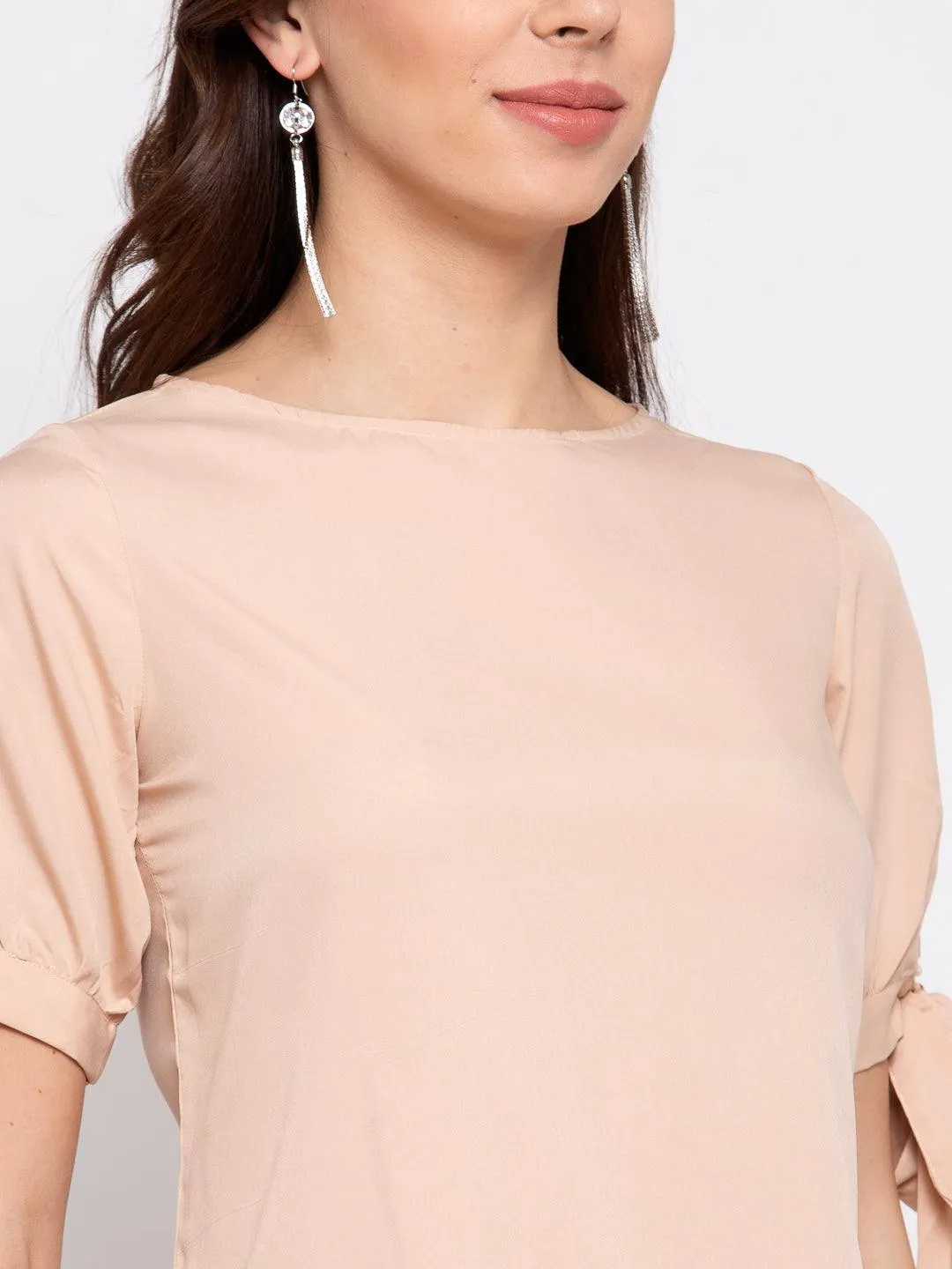 Nude Coloured Solid Regular Top