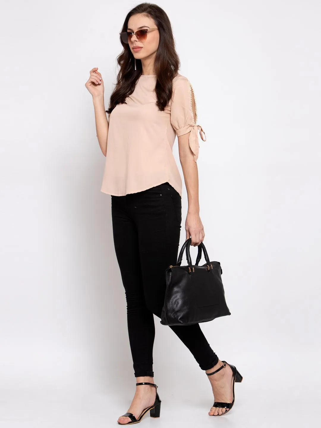 Nude Coloured Solid Regular Top