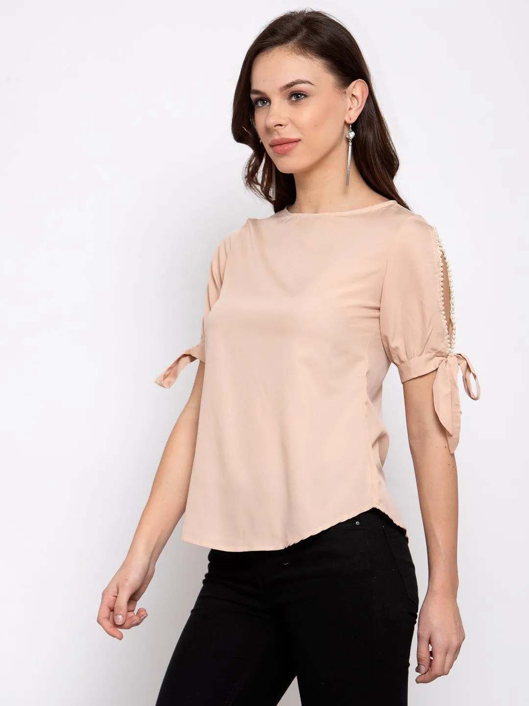 Nude Coloured Solid Regular Top