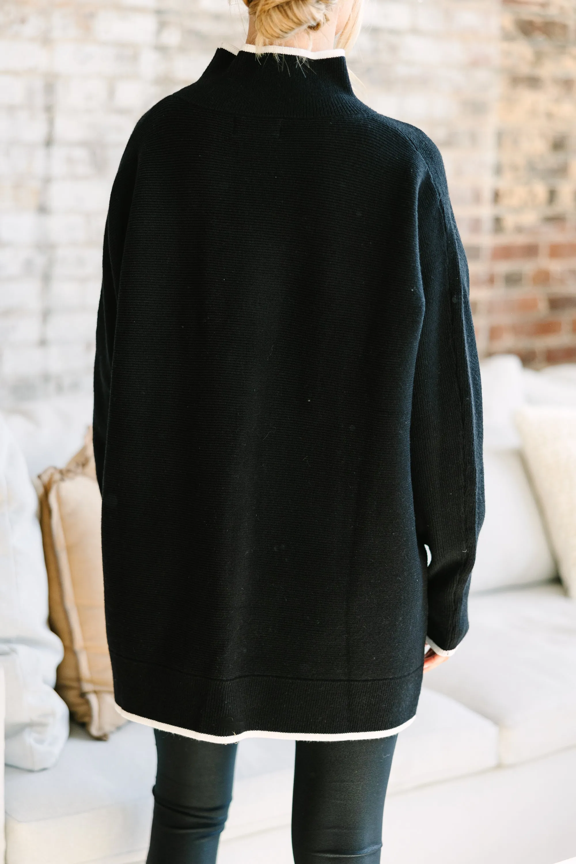 On The Line Black Mock Neck Sweater