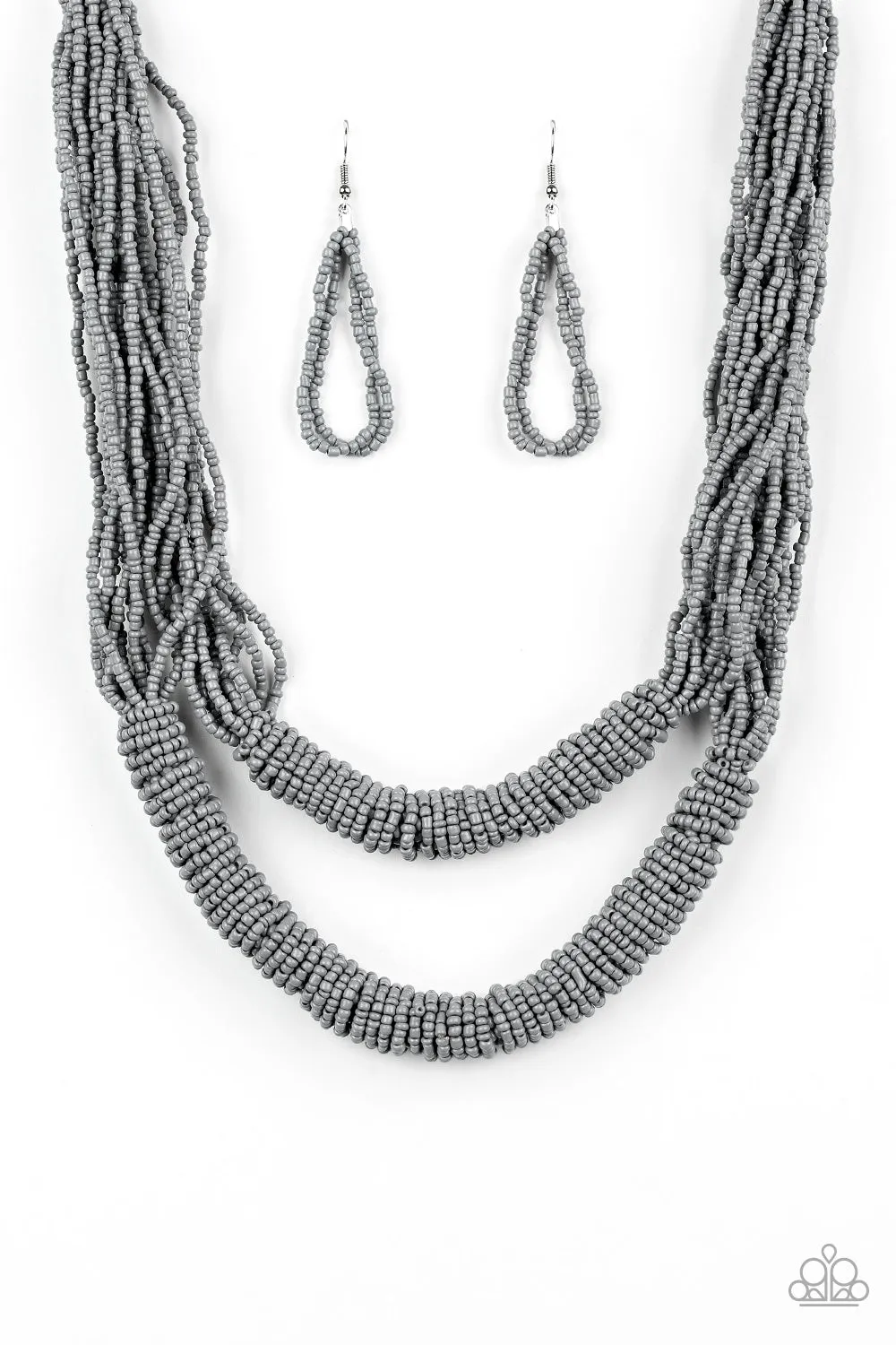 Paparazzi Right As RAINFOREST Silver Necklace Set