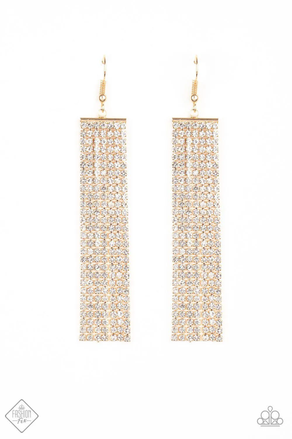 Paparazzi Top-Down Shimmer - Gold Earrings - Fashion Fix - June 2020