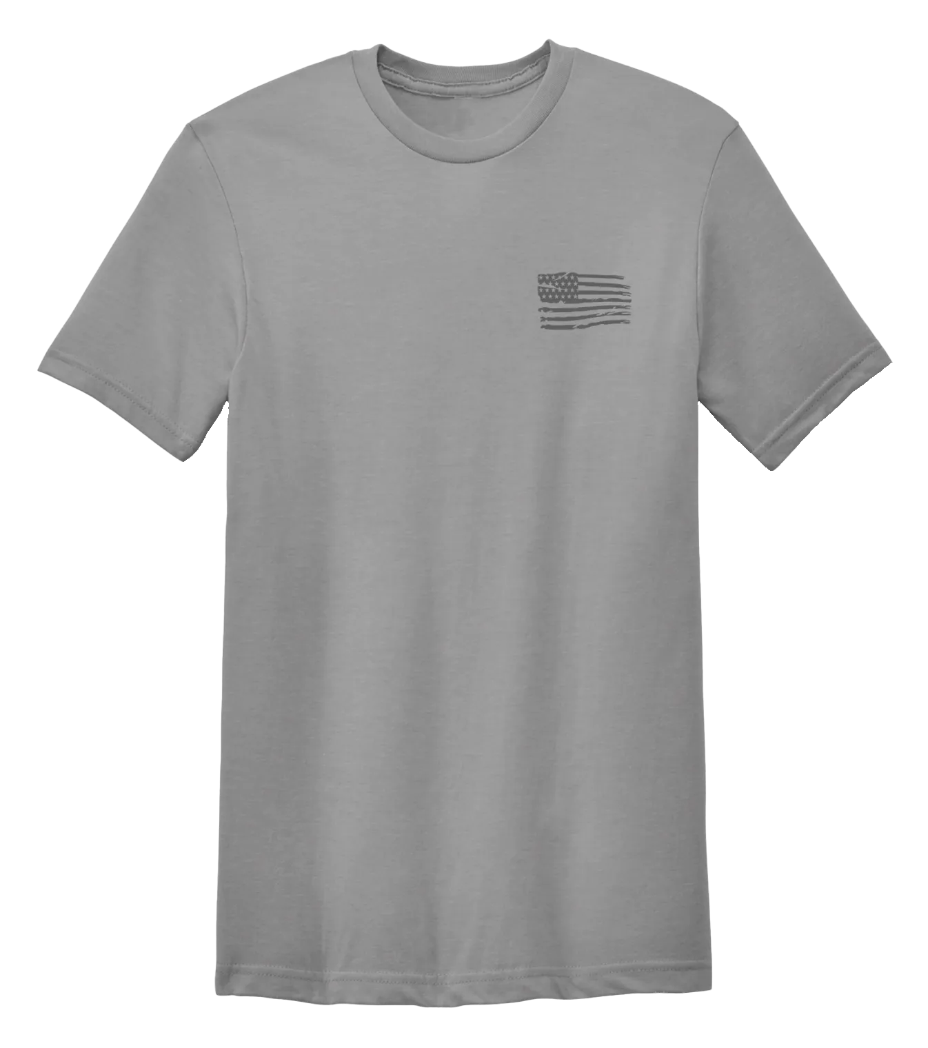 Patriot's Comfort: Ultra-Soft Cement Short Sleeve Tee with American Flag & Freedom