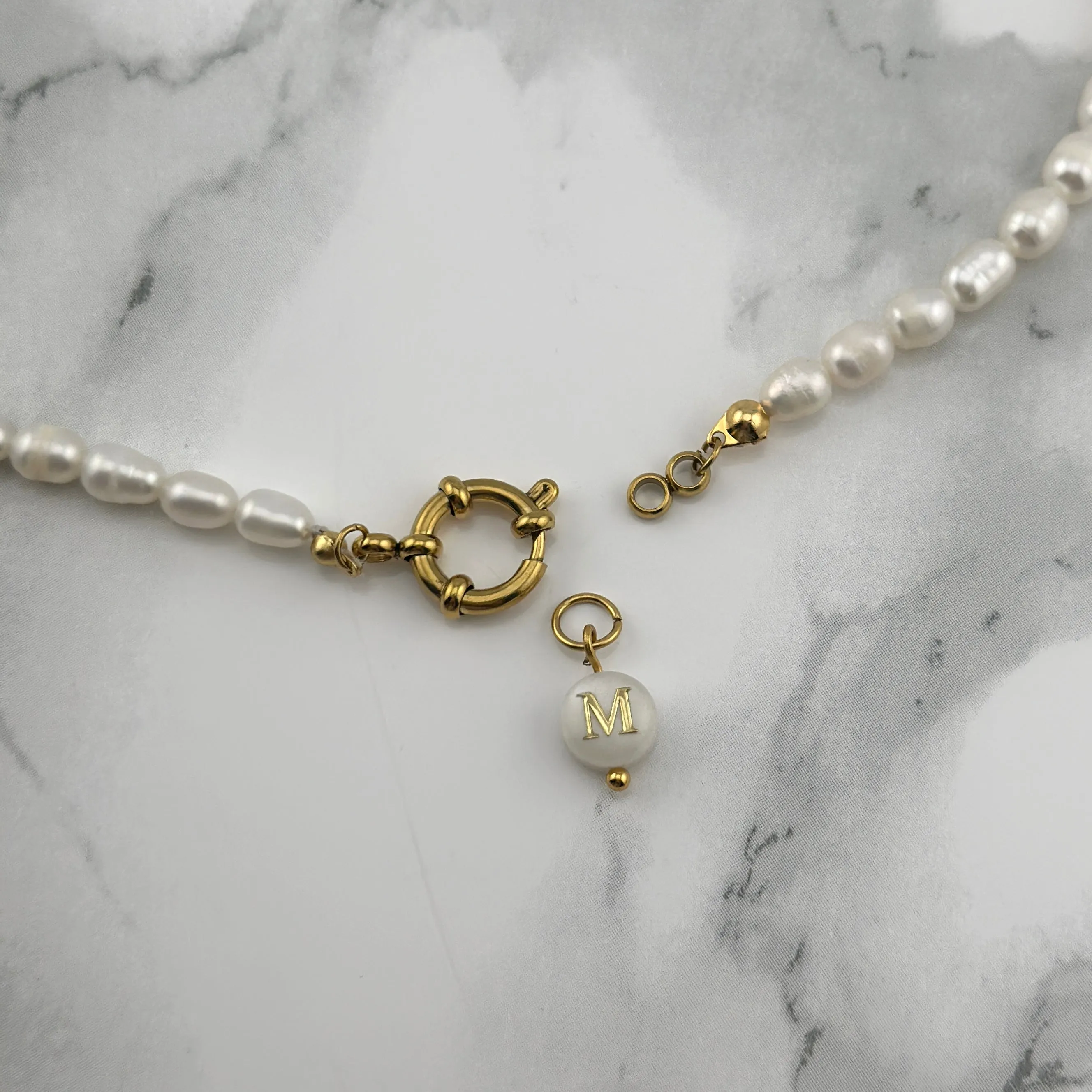 Pearl initial necklace