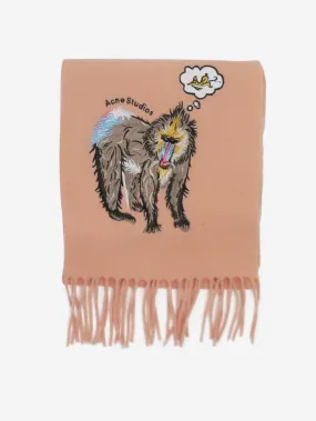 Pink baboon embroidered scarf