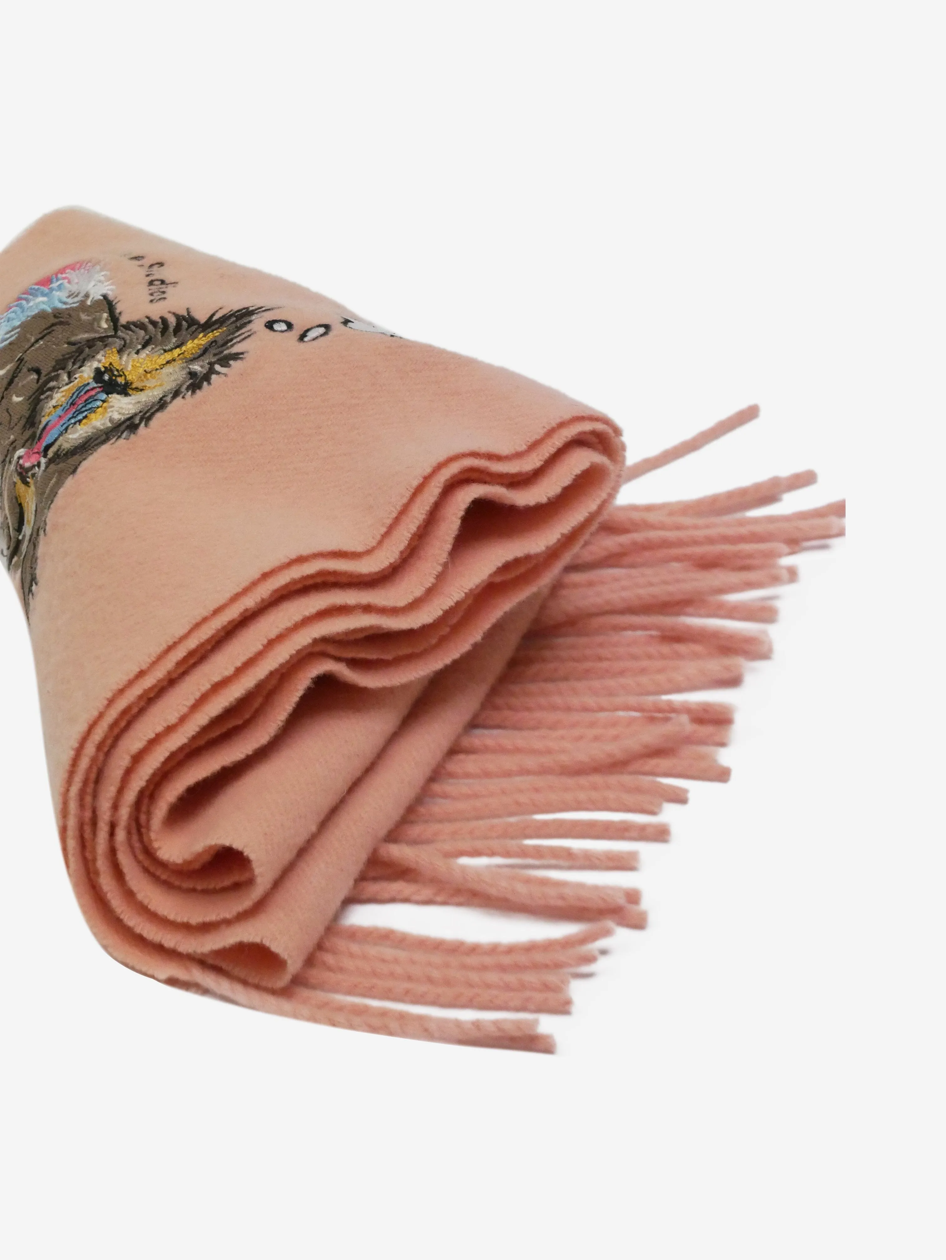 Pink baboon embroidered scarf