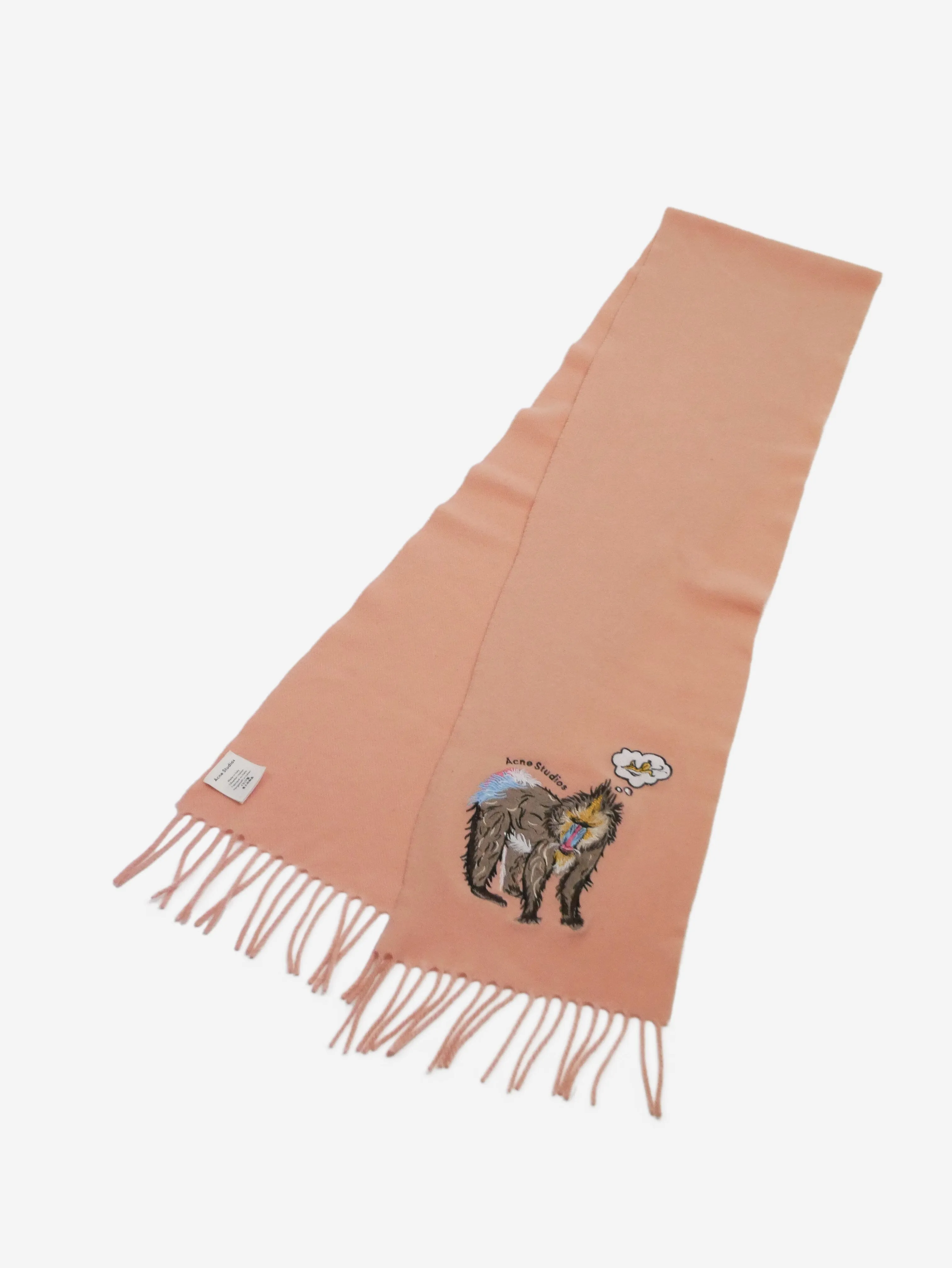 Pink baboon embroidered scarf