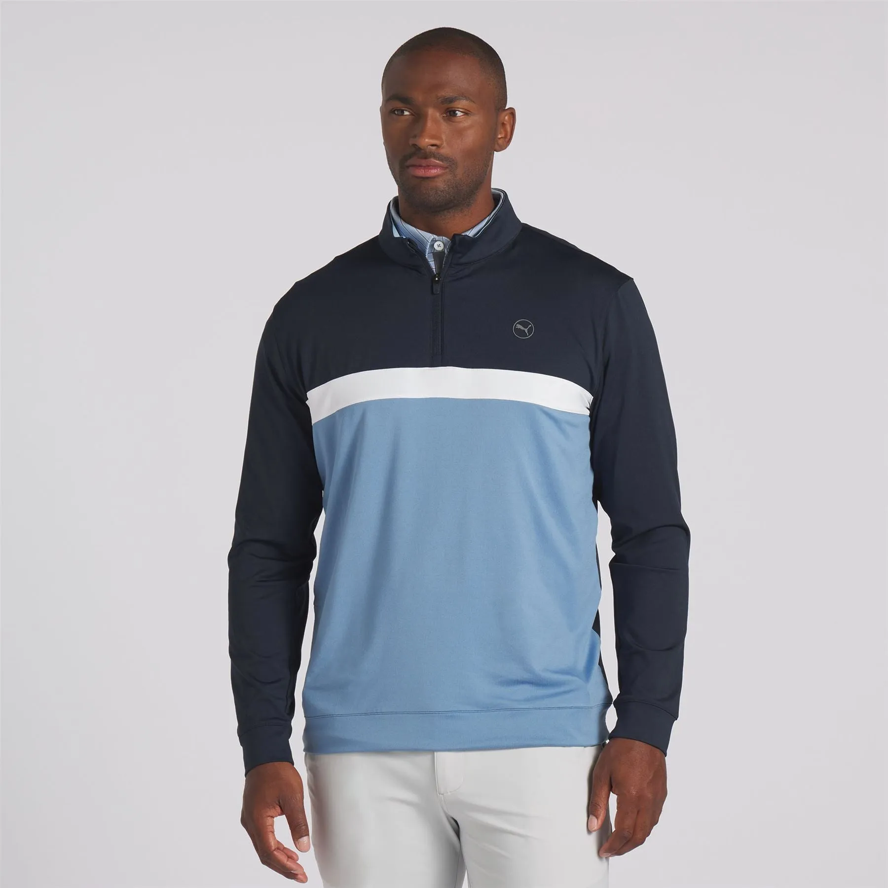 Pure Colourblock Quarter Zip Mid Layer Navy/Blue - SS24