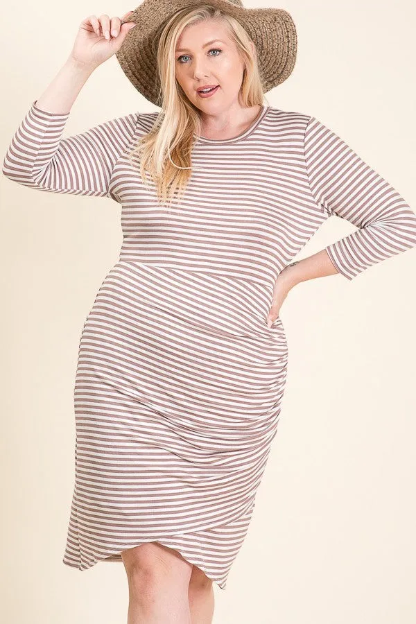 Rachel Black & White Stripe Dress in PLUS