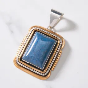 Ray Bennett Lapis Rectangular Navajo USA Native American Made 925 Sterling Silver & 12K Gold Filled Pendant