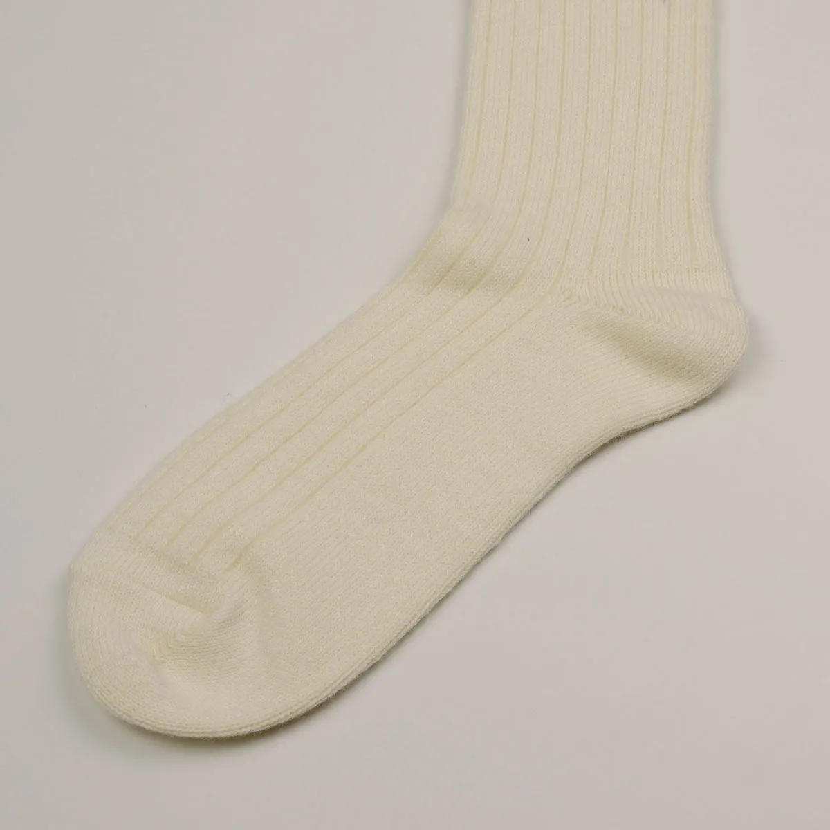 RoToTo - Cotton Wool Rib Socks - White