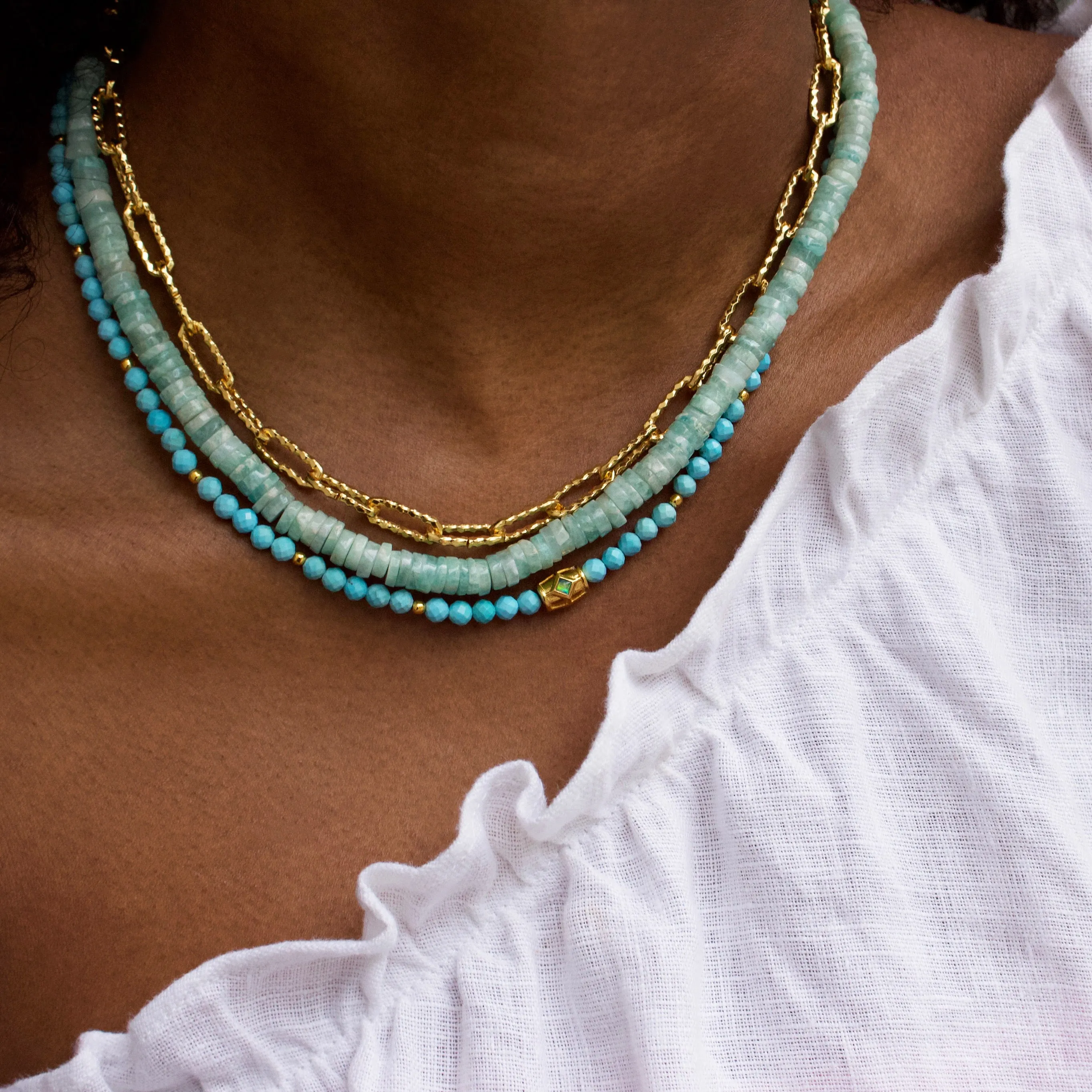 Santorini Chunky Amazonite Beaded Necklace