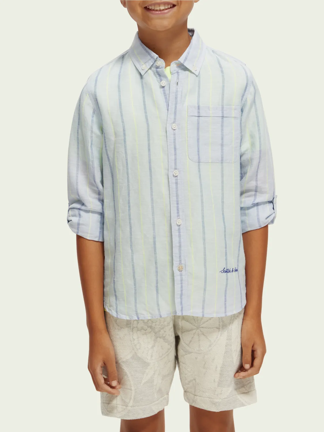 Scotch & Soda Boys L/S Linen Shirt _Blue 170514-5233