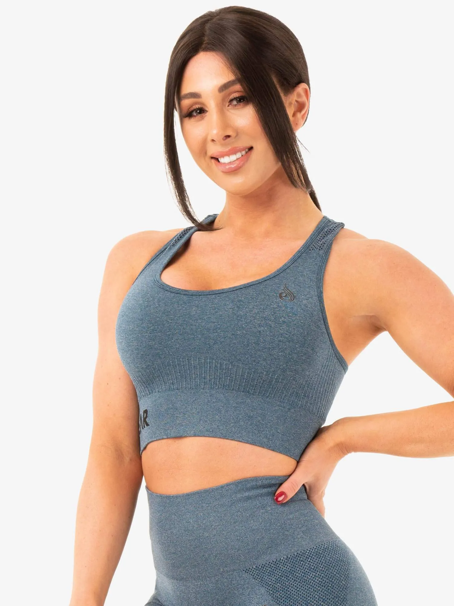 Seamless Staples Sports Bra - Teal Marl