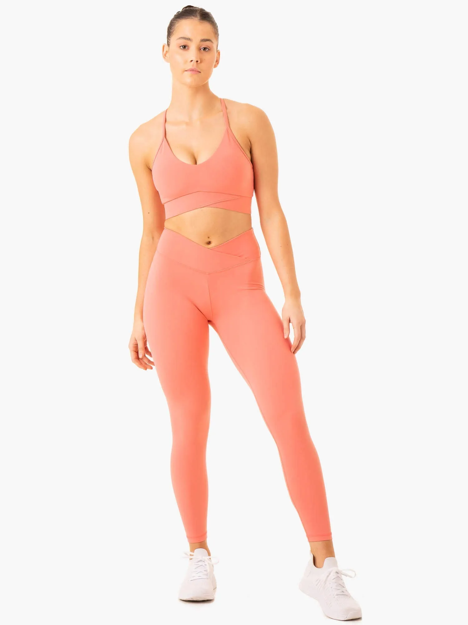 Serene Cross Over Sports Bra - Rose Pink