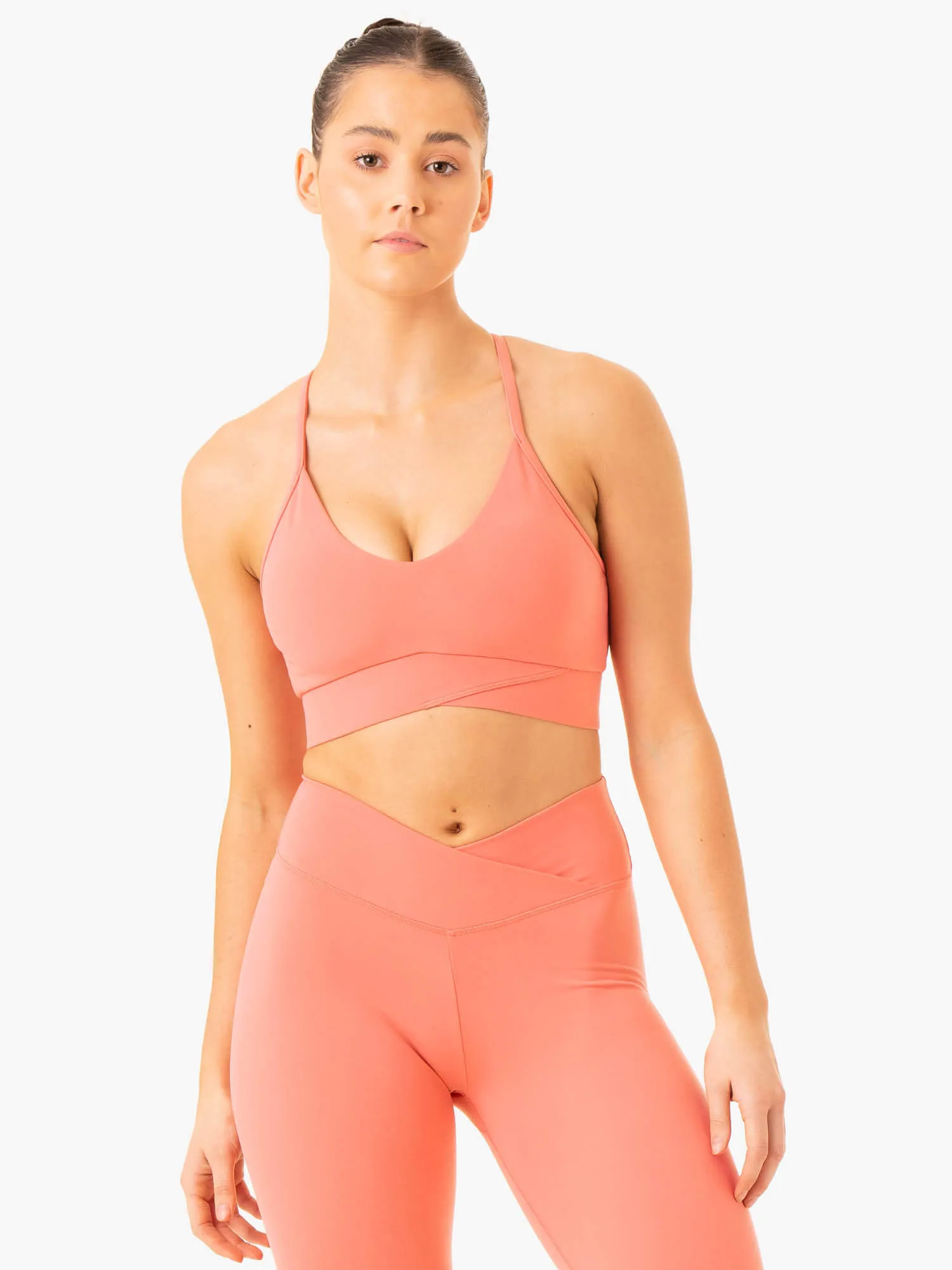 Serene Cross Over Sports Bra - Rose Pink