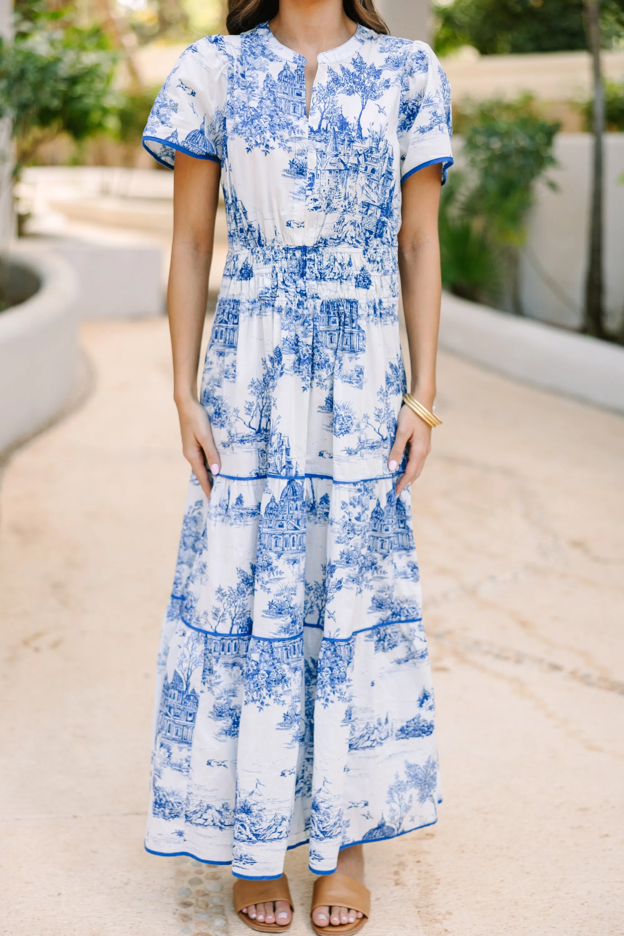 Share Your Happiness Blue Floral Maxi Dress