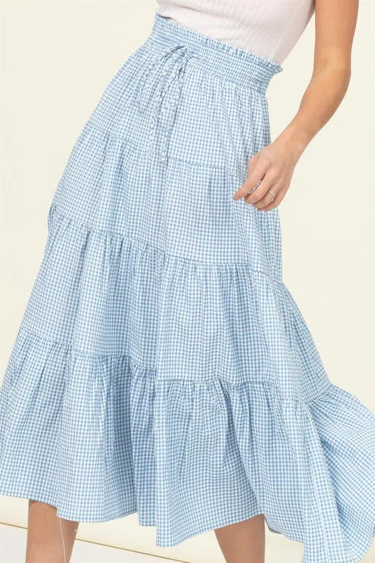 Skirt Alert High-Waist Gingham Print Midi Skirt