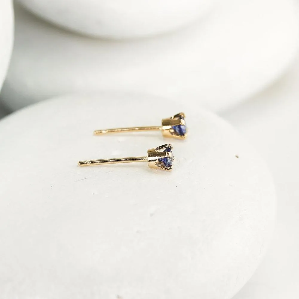 Solid 14K Gold Sapphire Studs