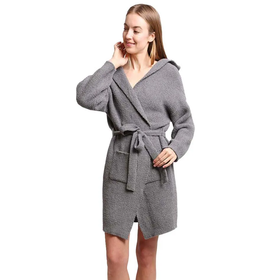 Solid Color Hooded Robe