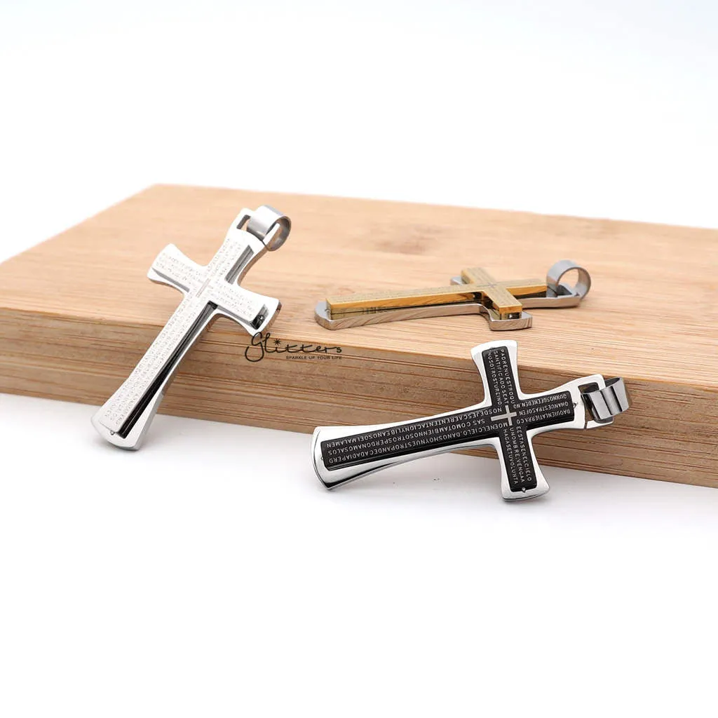 Stainless Steel Double Layer Cross Pendant - Silver | Gold | Black