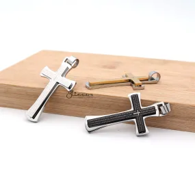 Stainless Steel Double Layer Cross Pendant - Silver | Gold | Black