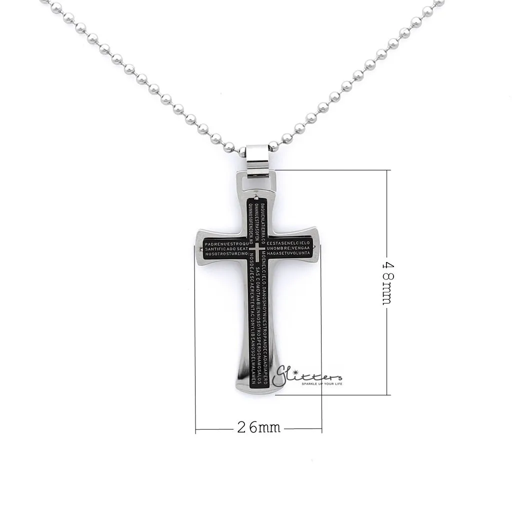 Stainless Steel Double Layer Cross Pendant - Silver | Gold | Black