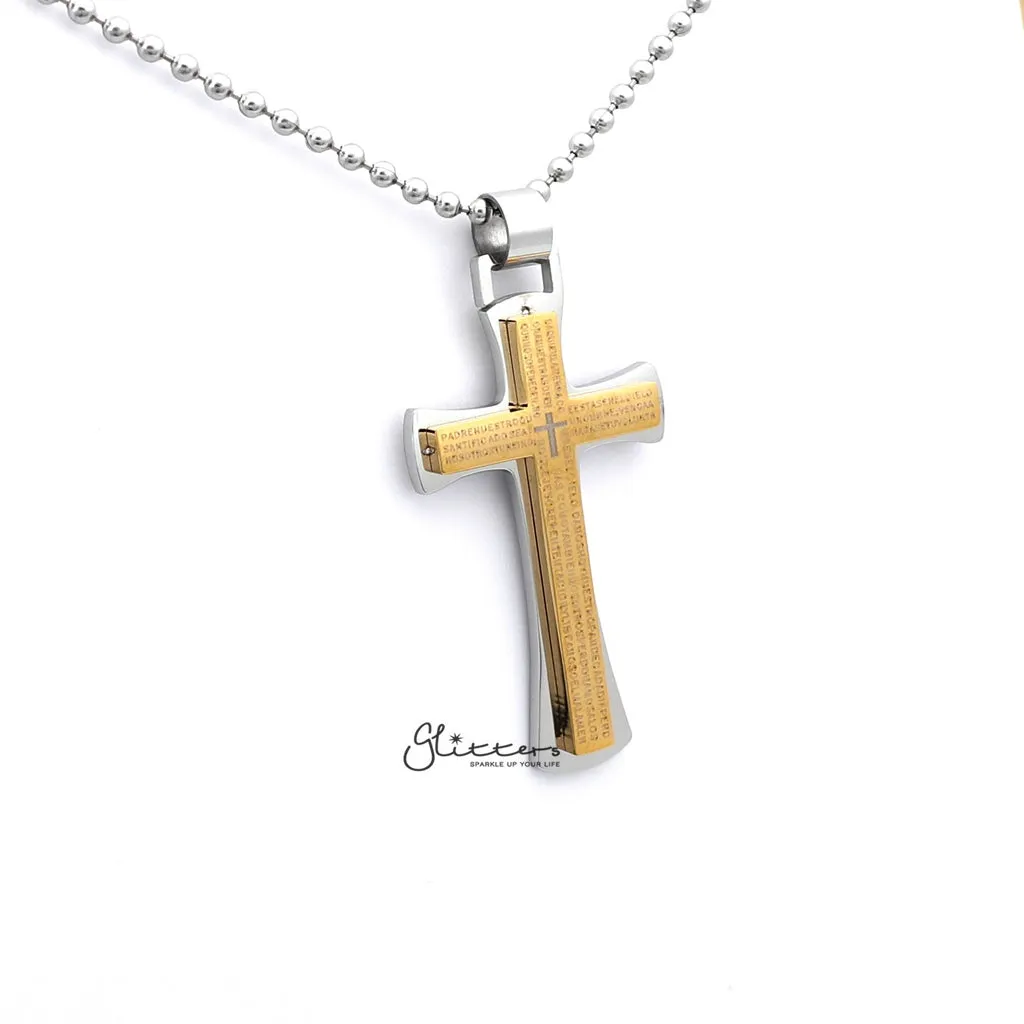 Stainless Steel Double Layer Cross Pendant - Silver | Gold | Black