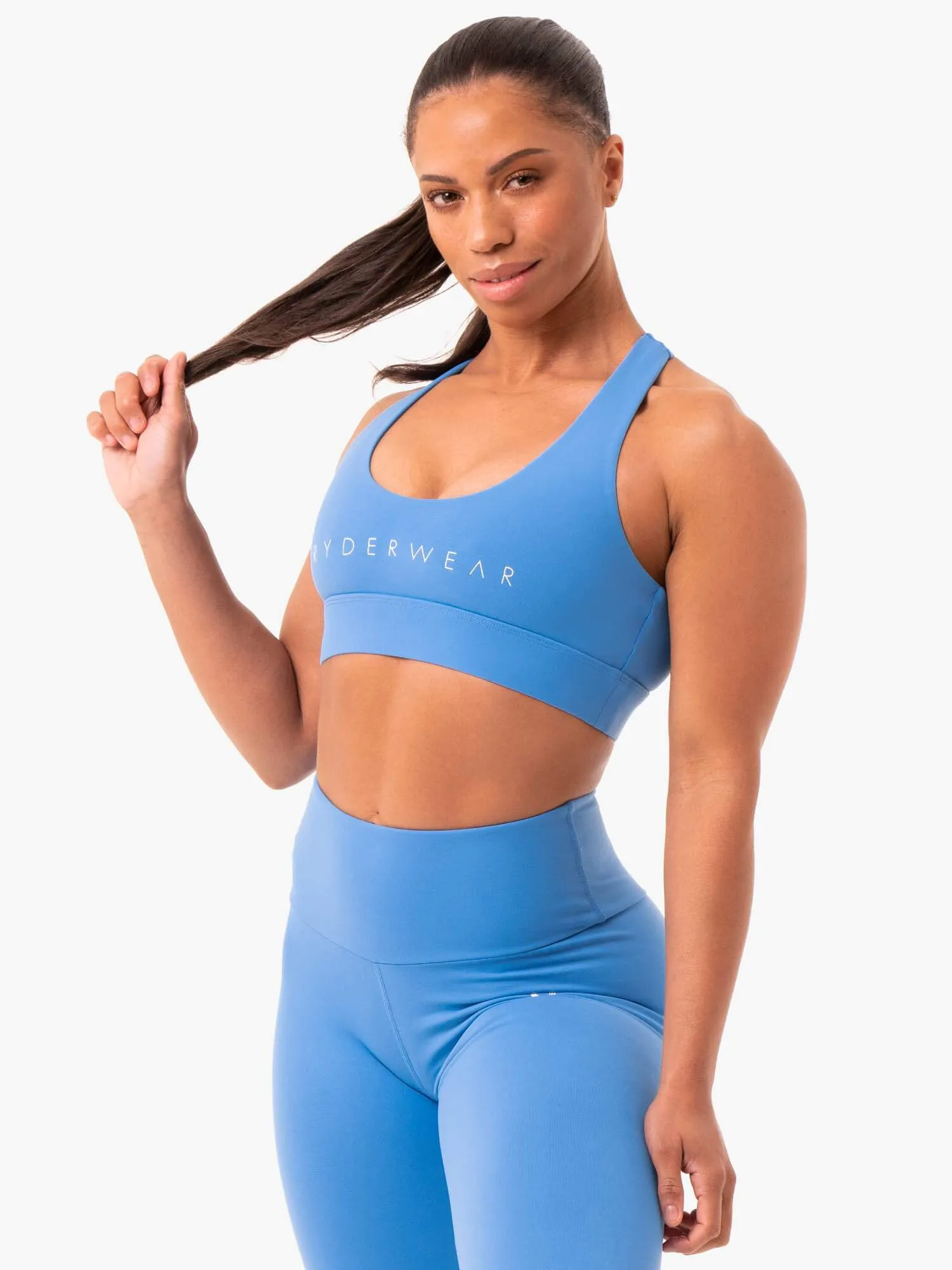 Staples Cross Over Sports Bra - Blue