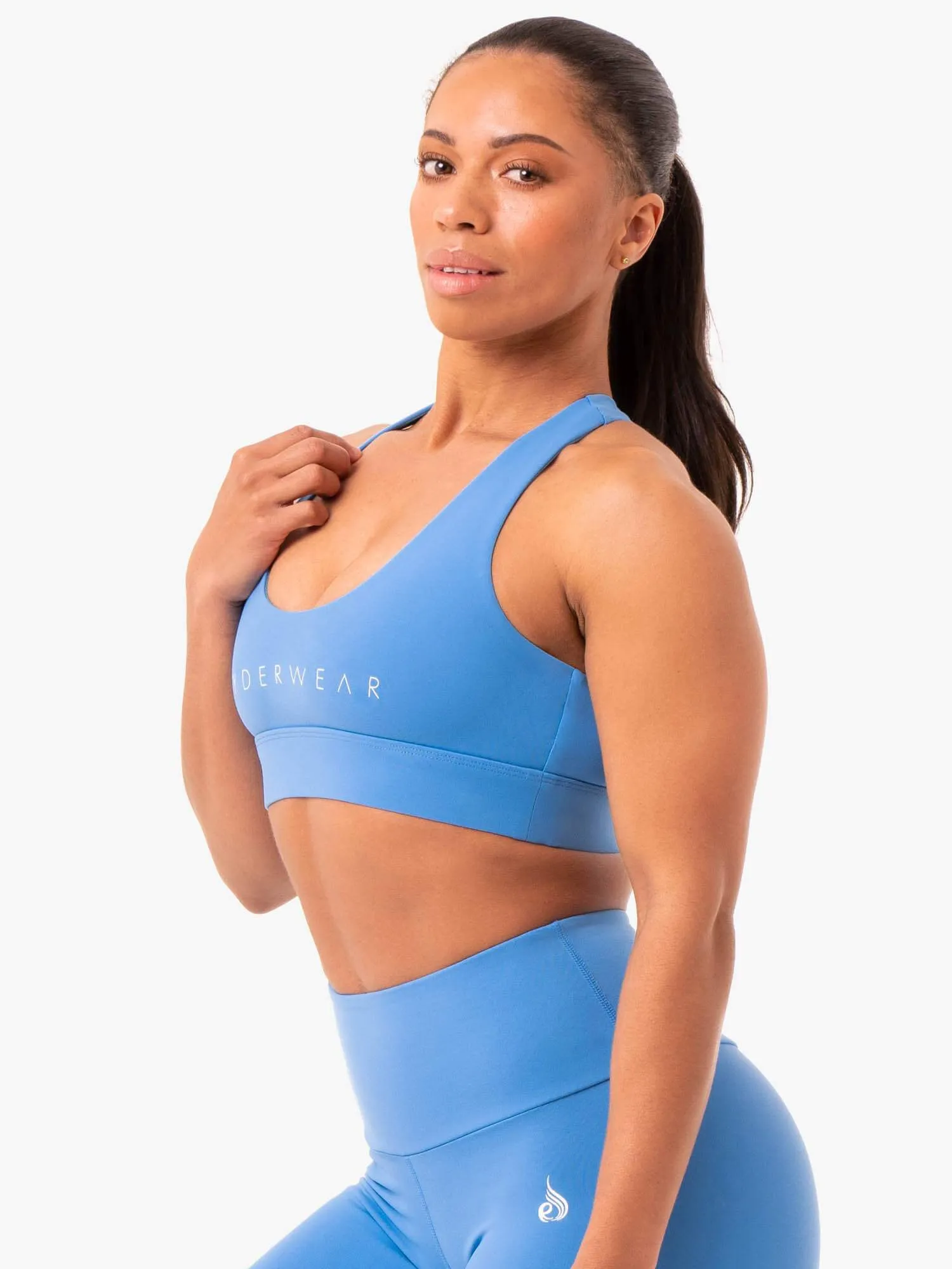 Staples Cross Over Sports Bra - Blue