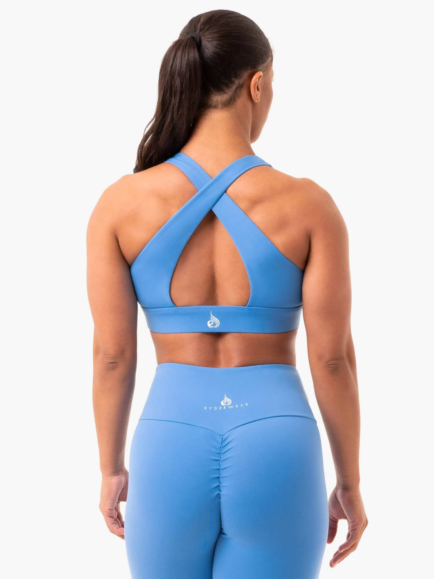 Staples Cross Over Sports Bra - Blue