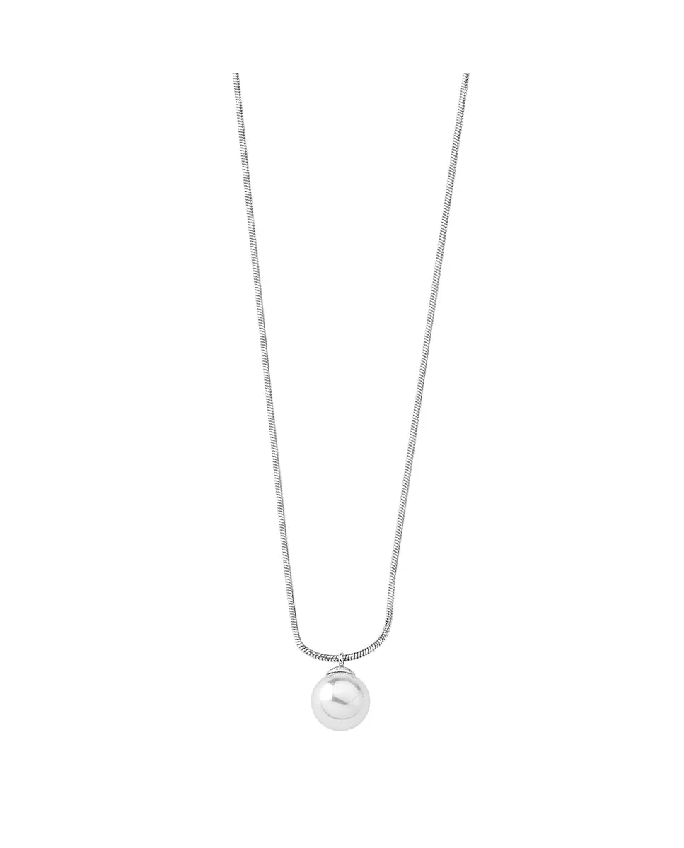 Sterling Silver Rhodium Plated Pendant Necklace for Women with Organic Pearl, 10mm Round White Pearl, 16.5/18.5 Length, Nuada Collection