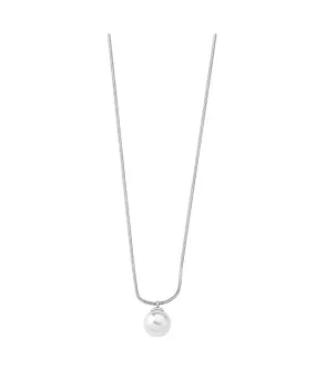 Sterling Silver Rhodium Plated Pendant Necklace for Women with Organic Pearl, 10mm Round White Pearl, 16.5/18.5 Length, Nuada Collection