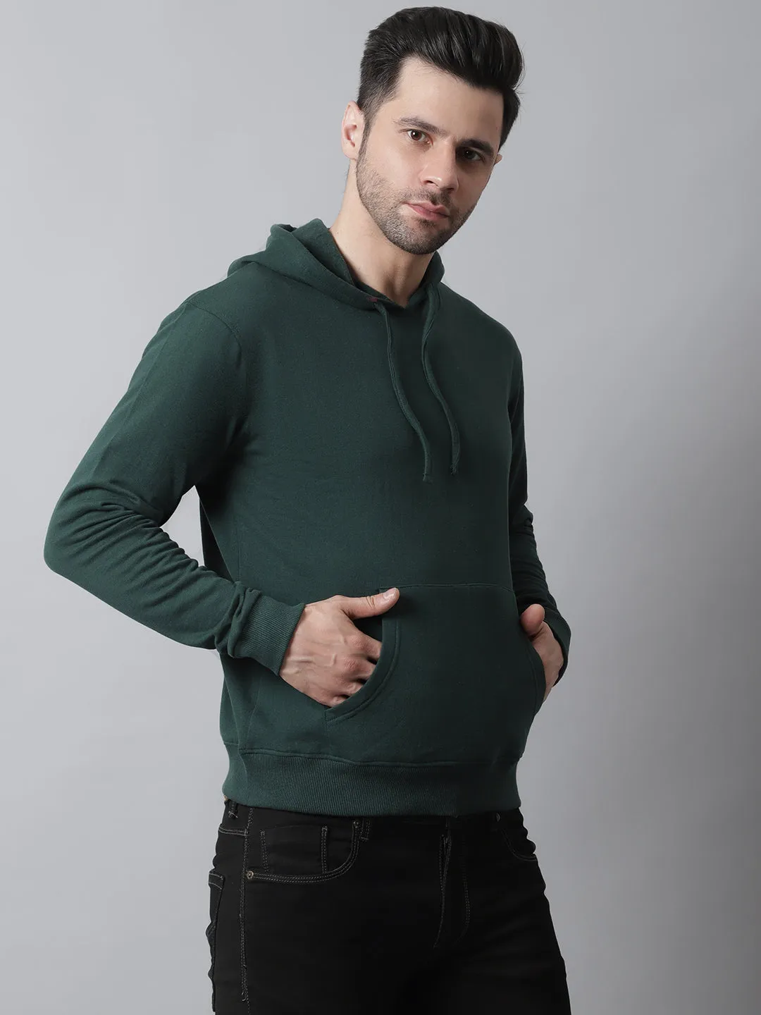 Style Quotient Men Green Hooded Sweatshirt