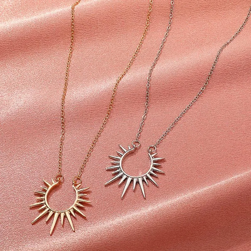 Sun Flower Open Pendant Clavicle Chain Necklace