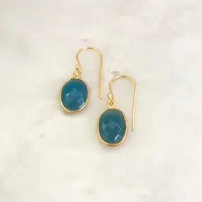 Teal Blue Single Drop Hook Earrings