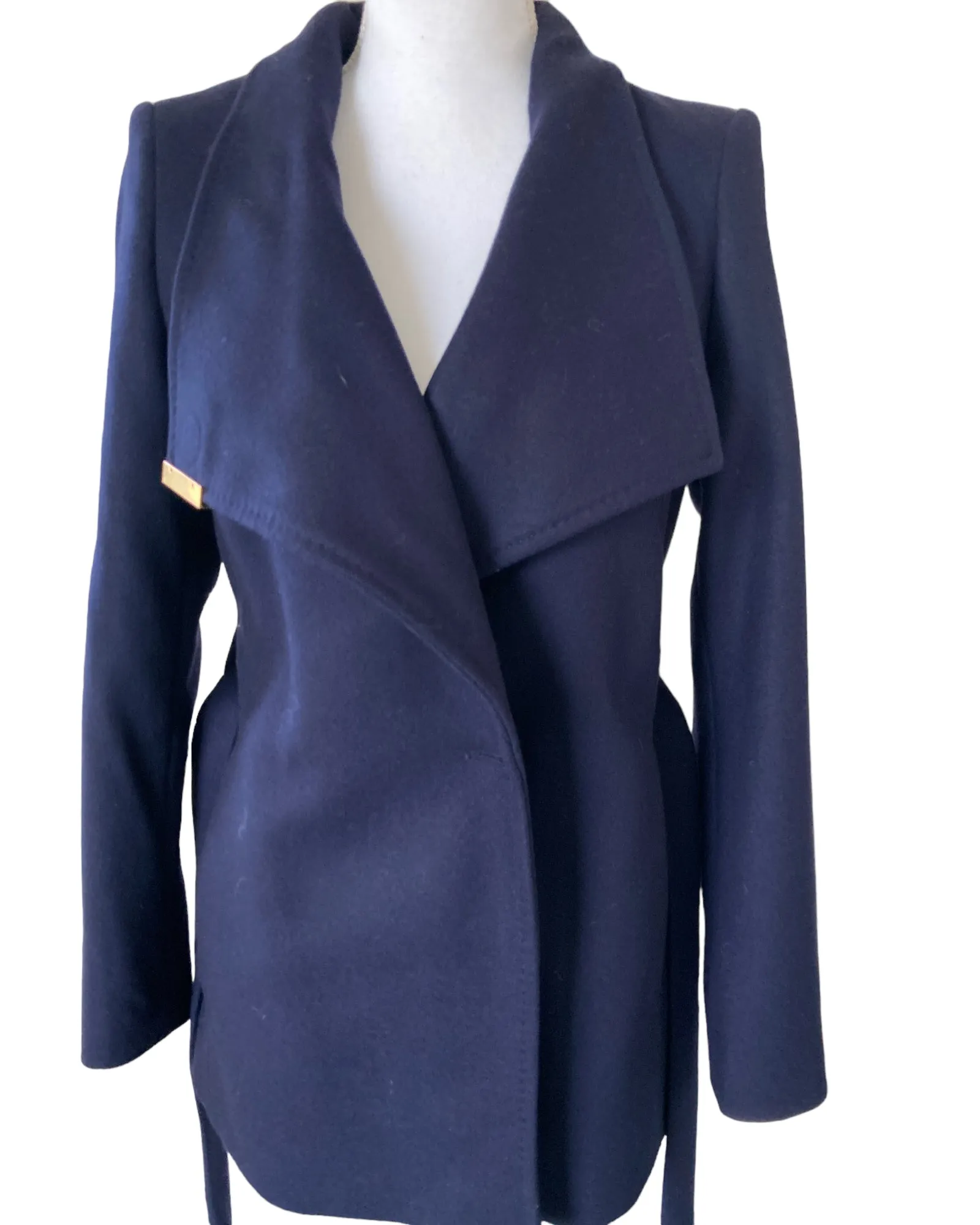 Ted Baker Navy Short Wrap Coat, S