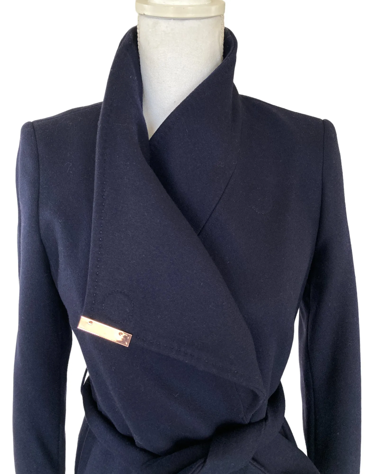 Ted Baker Navy Short Wrap Coat, S