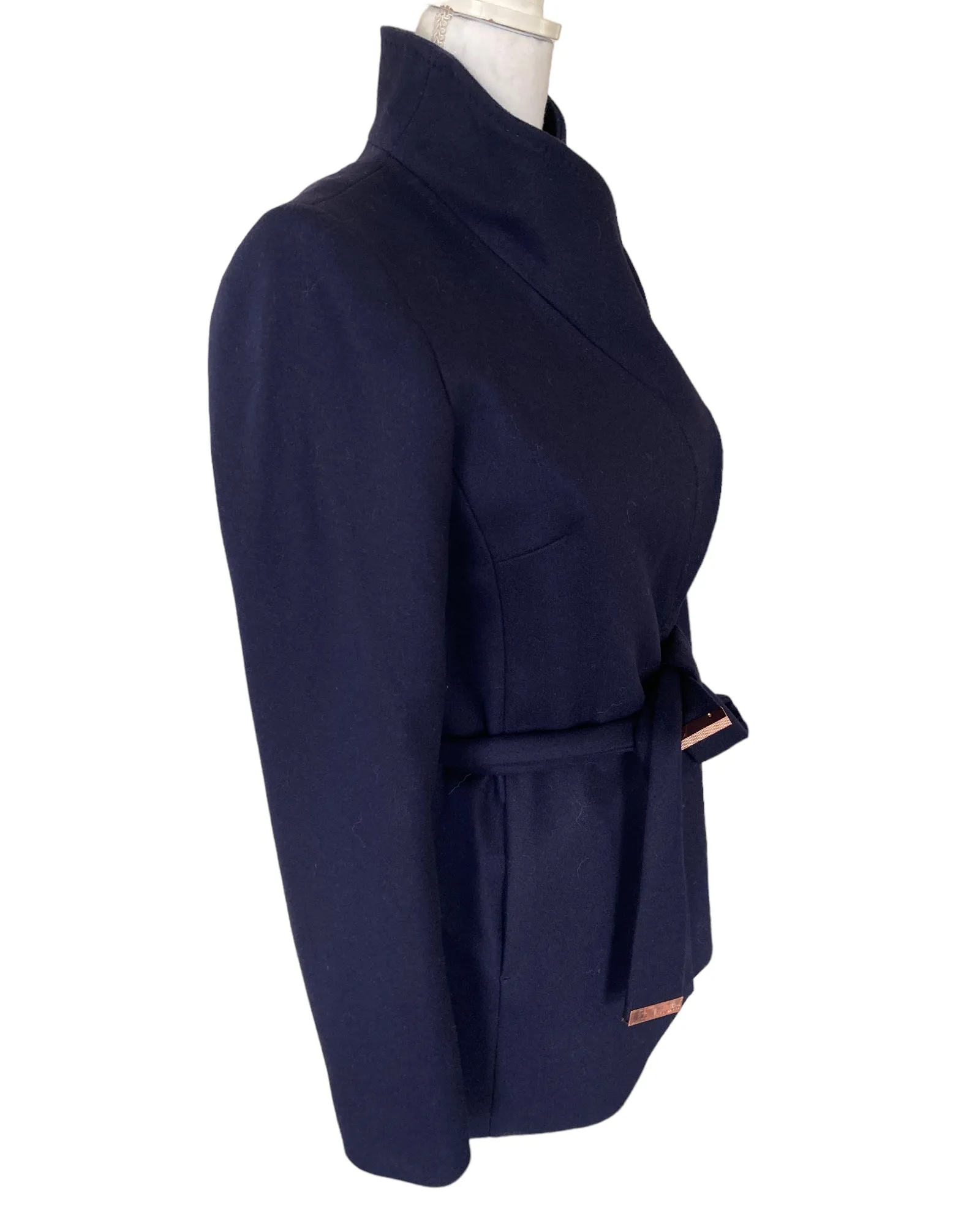 Ted Baker Navy Short Wrap Coat, S