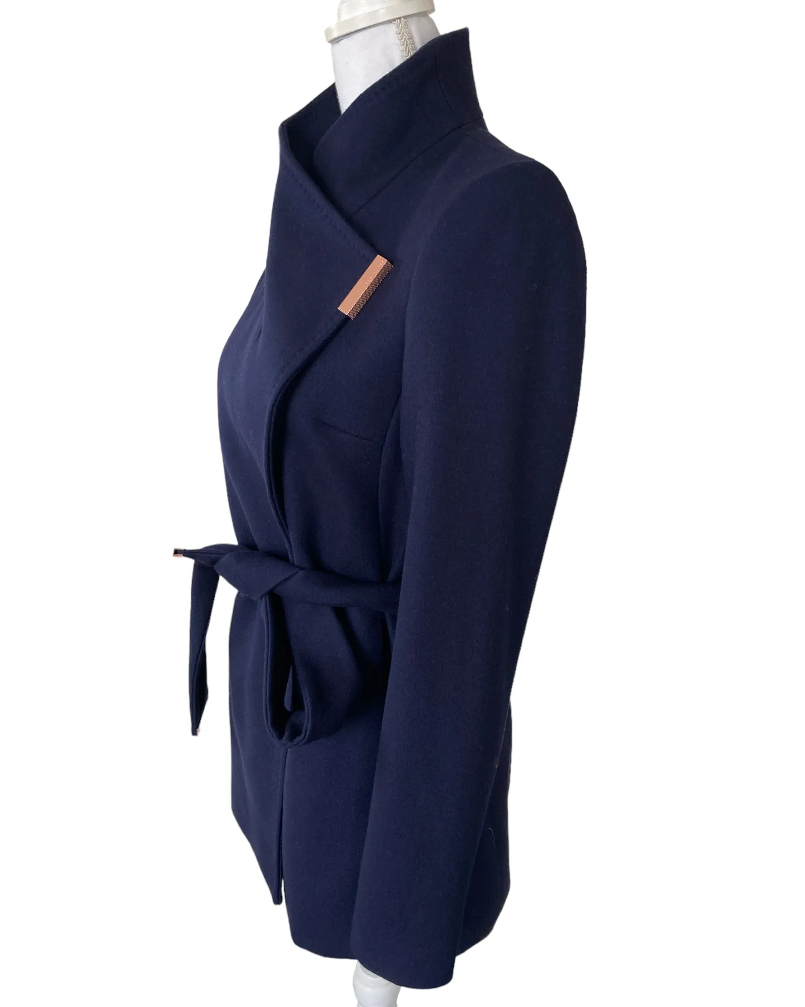 Ted Baker Navy Short Wrap Coat, S