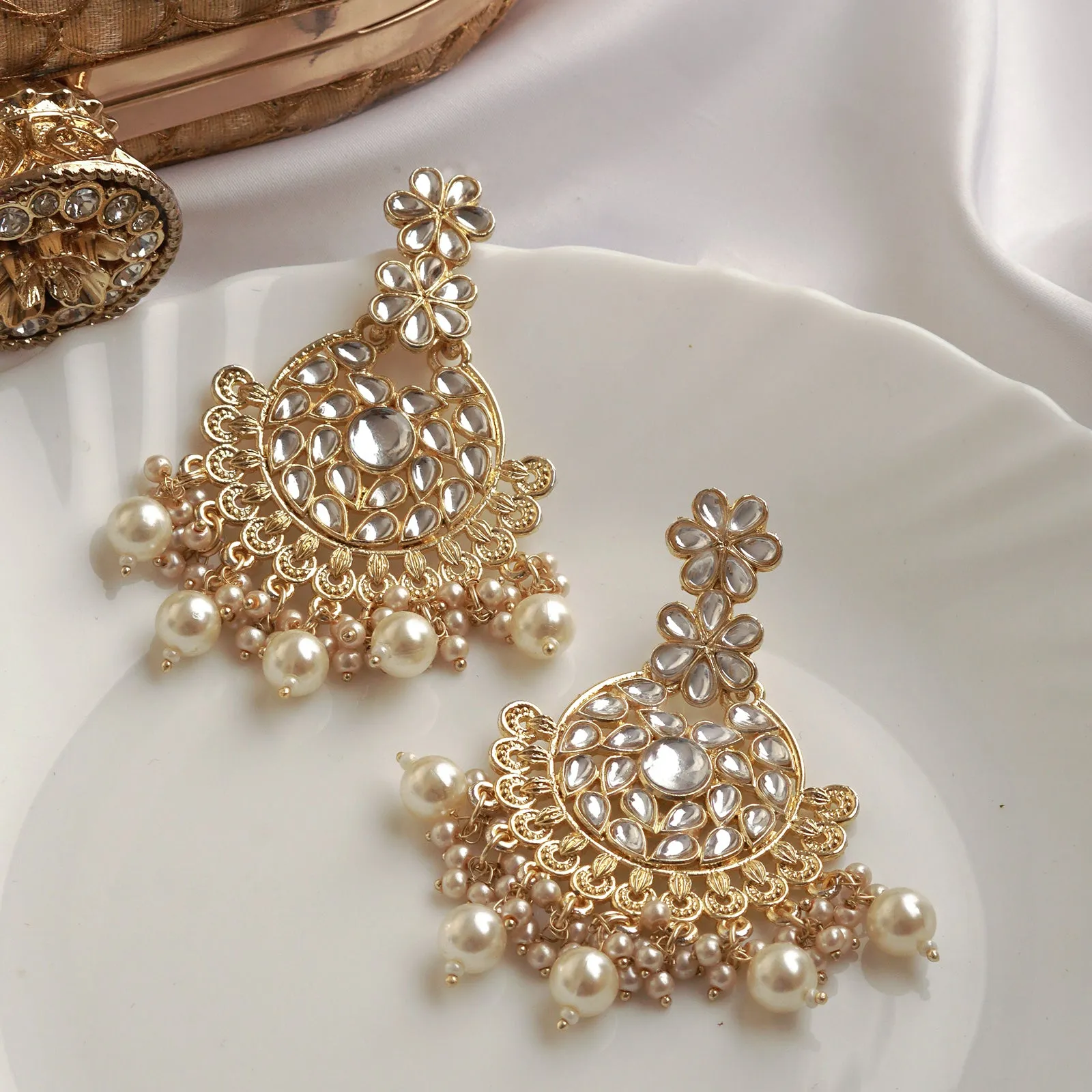 Teejh Aashnaa Pearl and Polki Earring