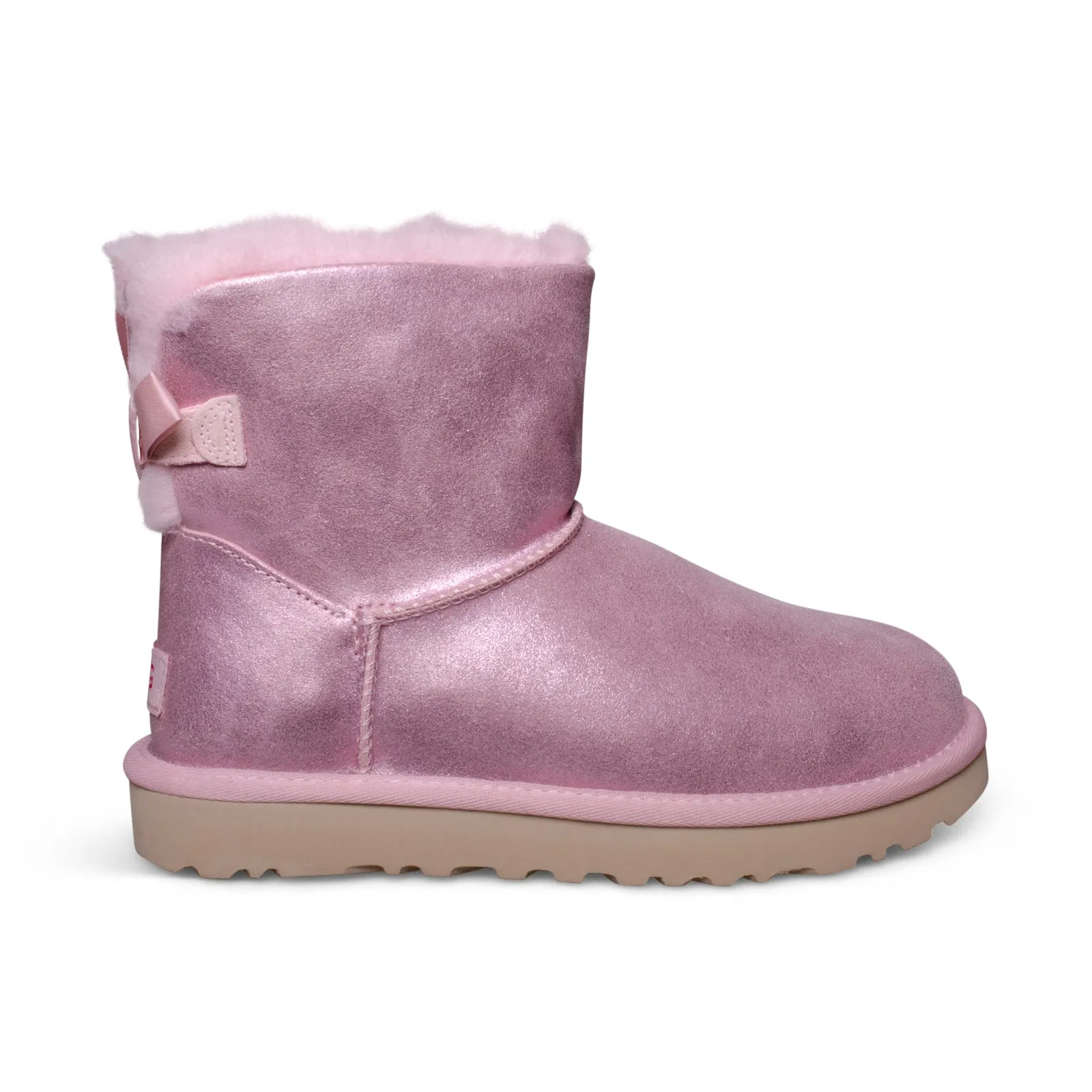 UGG MIni Bailey Bow Glisten Pink Cloud Boots - Women's