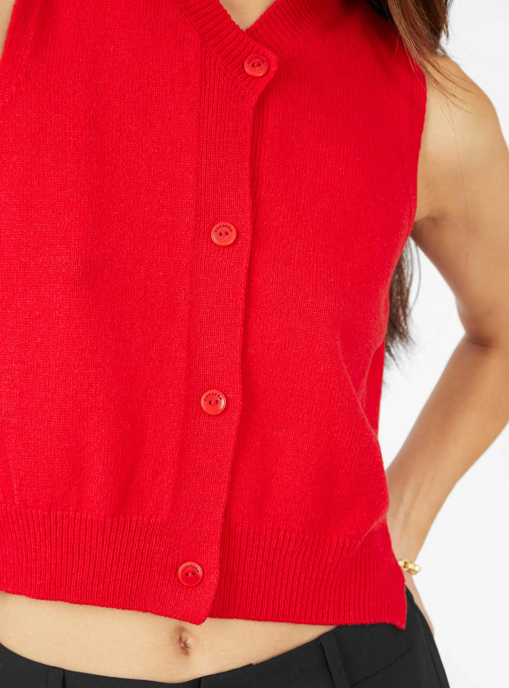 Wool & Cashmere Waistcoat Red