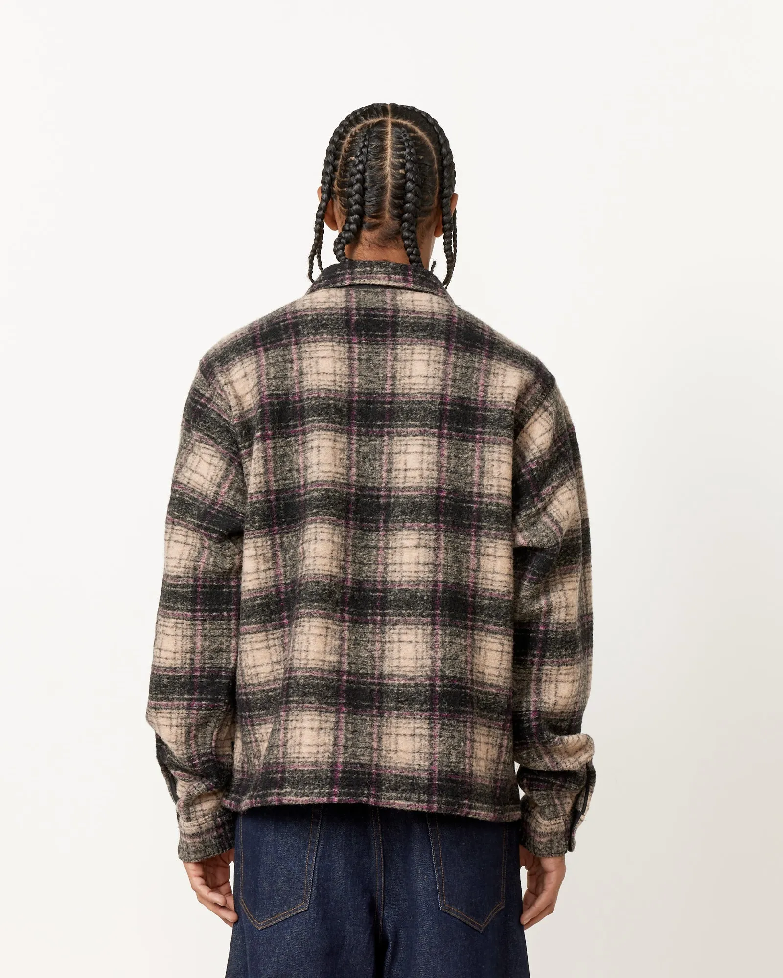 Wool Plaid Zip Shirt